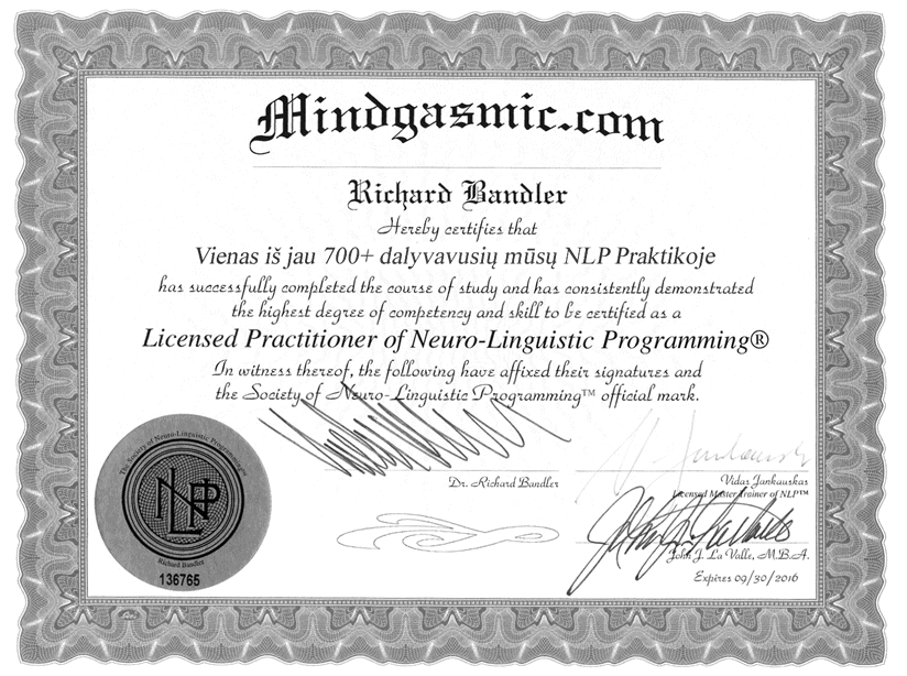 NLP Practitioner Certificate mindgasmic